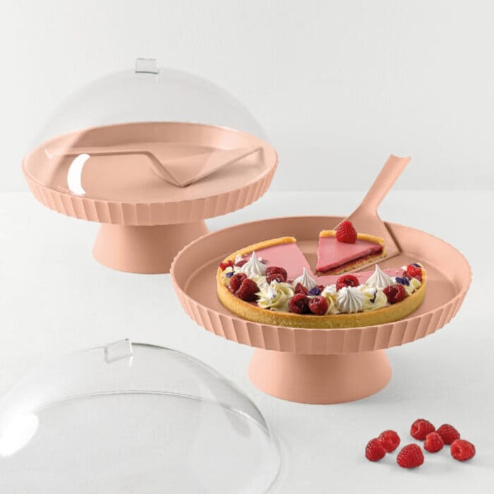 Alzata in porcellana con paletta Pink Sand Ø 30 cm