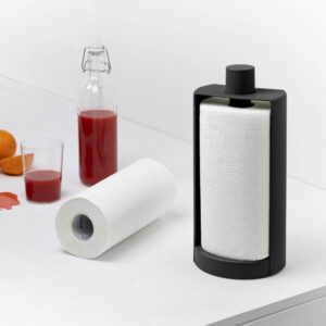 Portarotolo Blim Carbon Black con blocco superiore e base antiscivolo