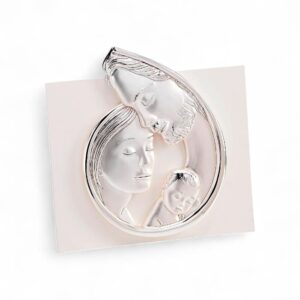 Sacra Famiglia Fantin Argenti 23x23 cm argento e legno