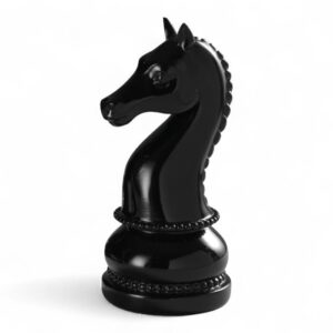 Scultura cavallo scacchi in resina nera Mascagni Casa