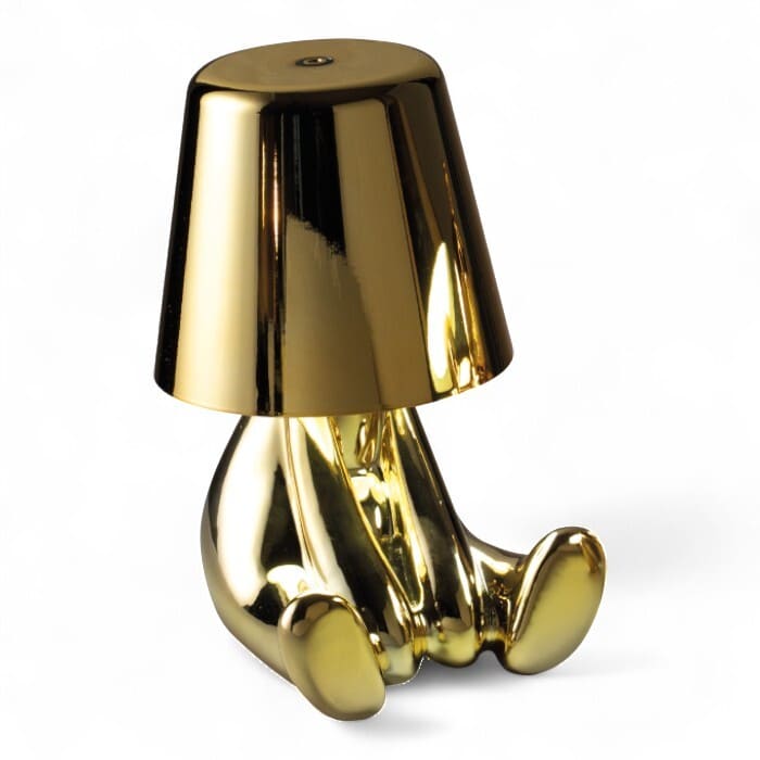 Lampada LED ricaricabile dorata design ironico WHY Mascagni Casa
