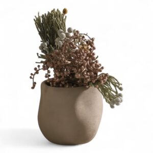 Vaso basso in terracotta colore tortora