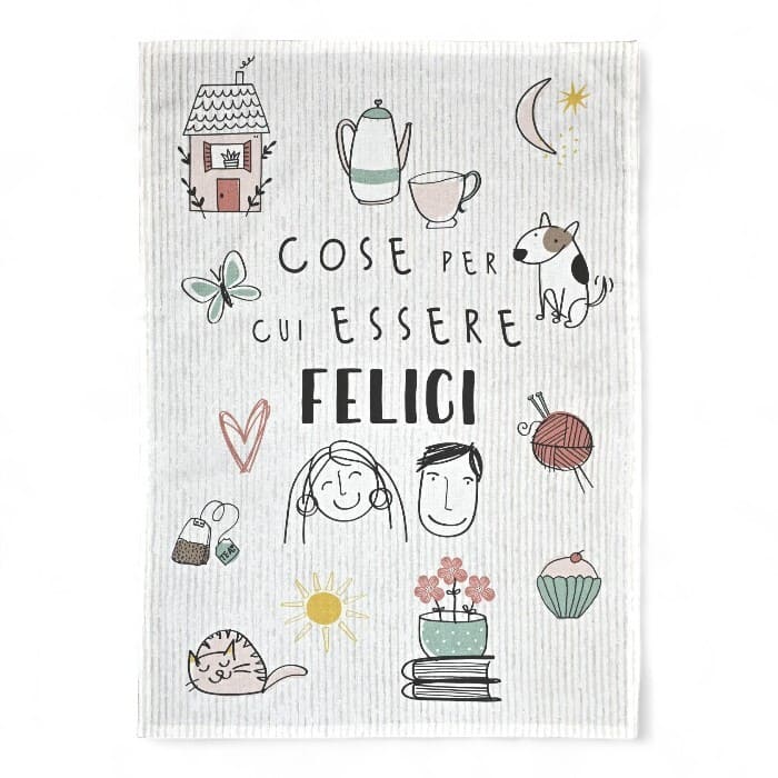 Set 2 strofinacci WALD Felici + Mangiare Bene 50x70 cm