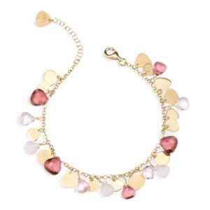 Bracciale Dvccio in argento 925 con cristalli rosa e oro