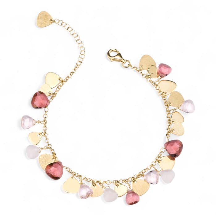 Bracciale Dvccio in argento 925 con cristalli rosa e oro