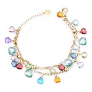 Bracciale Dvccio Positano in Argento 925 Oro 24KT con cristalli multicolor