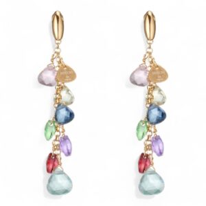 Orecchini Positano Dvccio in Argento 925 Oro 24KT con cristalli multicolor