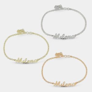 Bracciale Miss Miss su catena rolò personalizzabile con lastra 16+3 cm