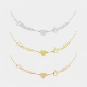 Collana bijoux Miss Miss con doppio nome e cuore personalizzabile