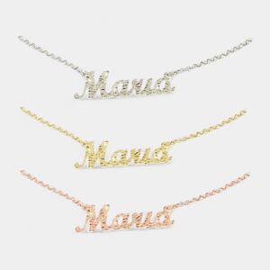 Collana Miss Miss diamantata con lastra personalizzabile e catena 40+3 cm