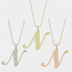Collana Lettera Miss Miss con lastra 25×0,8 mm e catena rolò 80 cm