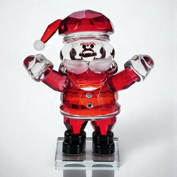 Babbo Natale in cristallo trasparente con base quadrata.