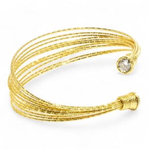 Bracciale Bocarol Classic in bronzo Oro con fili martellati e cristalli