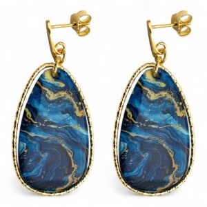 Orecchini Bocarol Colors Oro con pietra blu effetto geode