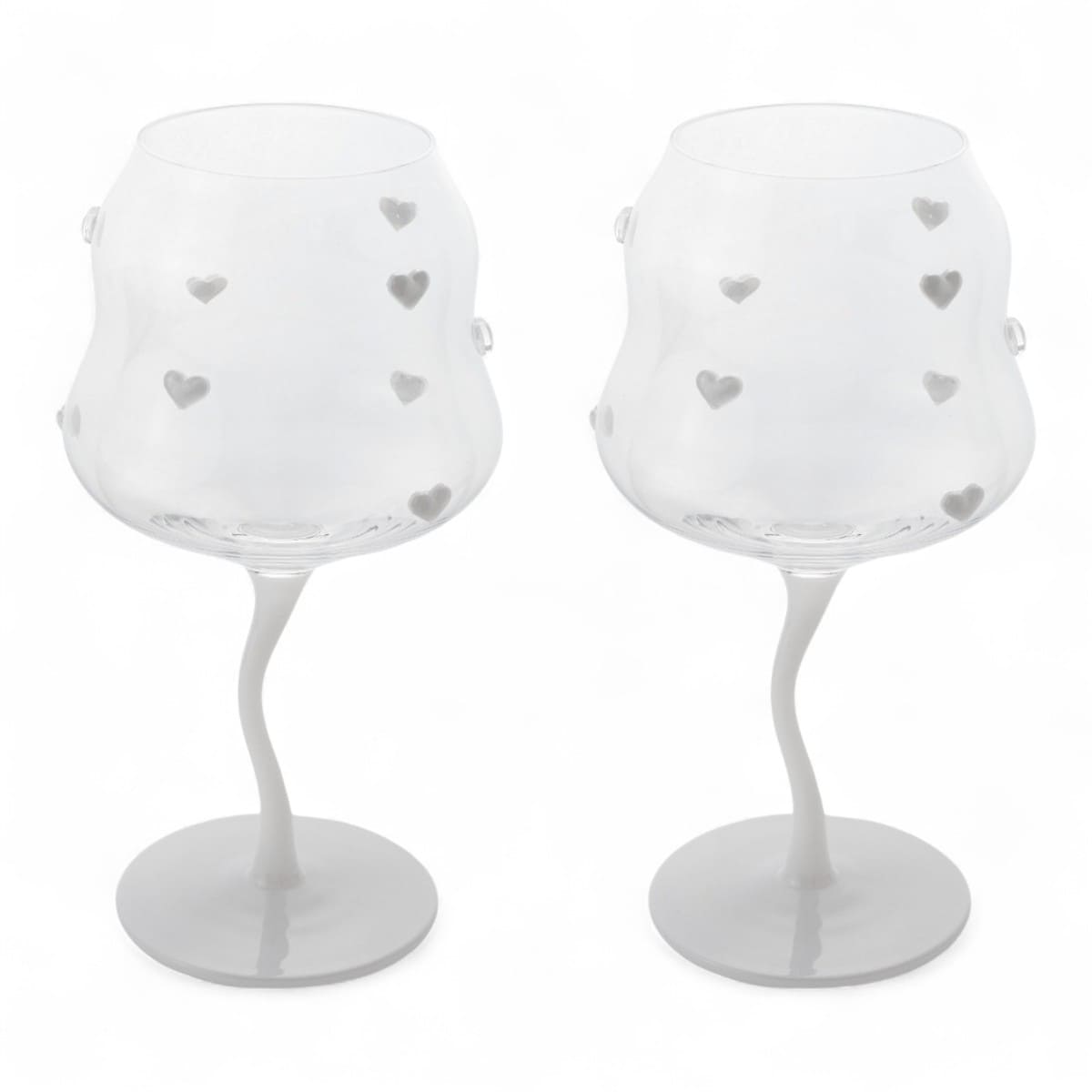 Set 2 calici cocktail con cuori bianchi