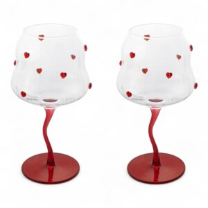 Set 2 calici cocktail con cuori rossi
