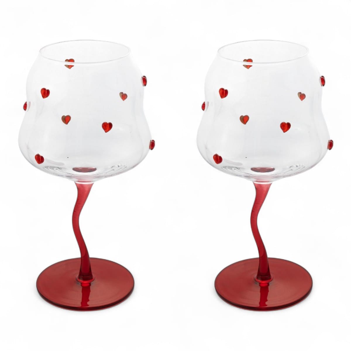 Set 2 calici cocktail con cuori rossi