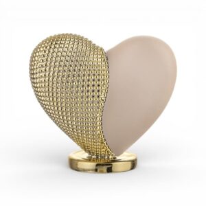 Cuore bicolore 10x9 Cipria-Oro Bongelli Preziosi in marmorino con base oro