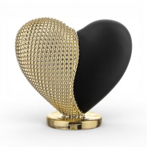 Cuore bicolore 12x11 Nero-Oro Bongelli Preziosi in marmorino con base oro