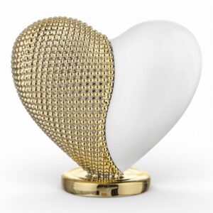 Cuore bicolore 19x18 Bianco-Oro Bongelli Preziosi in marmorino con base oro lucida