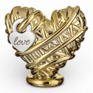 Cuore Gomitolo Bongelli Preziosi 12x11 Oro in marmorino con dettaglio love