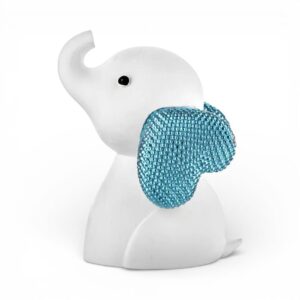 Elefantino in marmorino bianco con cuore celeste H10 Bongelli Preziosi