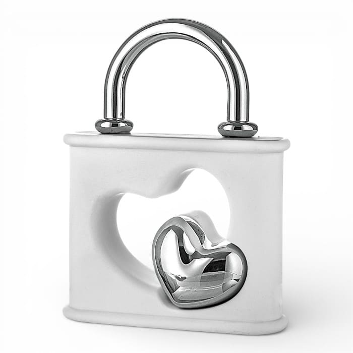 Bongelli Lucchetto 9x11 Bianco-Argento in marmorino