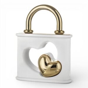 Bongelli Lucchetto 9x11 Bianco-Oro in marmorino