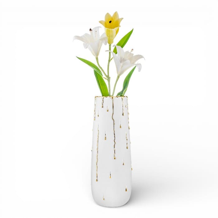 Vaso Bongelli Preziosi Rugiada H31 Bianco-Oro