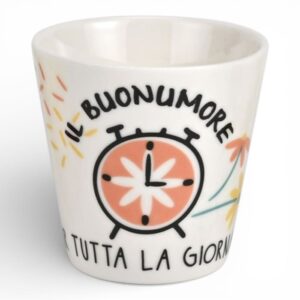 Set 2 bicchierini caffè in porcellana Il buonumore tutta la giornata Wald