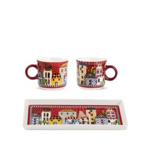 Set 2 Mini Mug Vassoio Paese Mio Rosso Egan