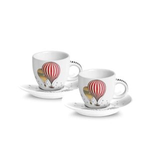Set 2 tazze caffè Giramondo Bianco con piattino