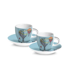 Set 2 tazze caffè Giramondo Celeste con piattino