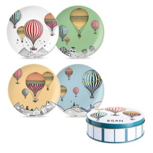 Set 4 piattini dessert Giramondo Egan con mongolfiere