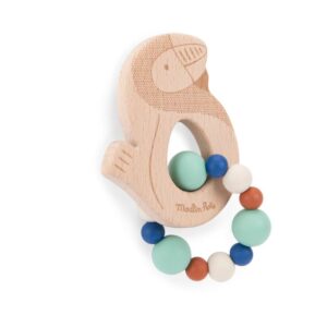 Moulin Roty anello dentizione legno silicone uccellino