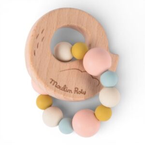 Moulin Roty anello dentizione cigno legno silicone