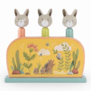 Moulin Roty gioco pop up legno conigli