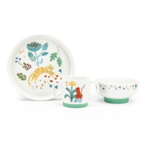 Moulin Roty set pranzetto porcellana leopardo foresta