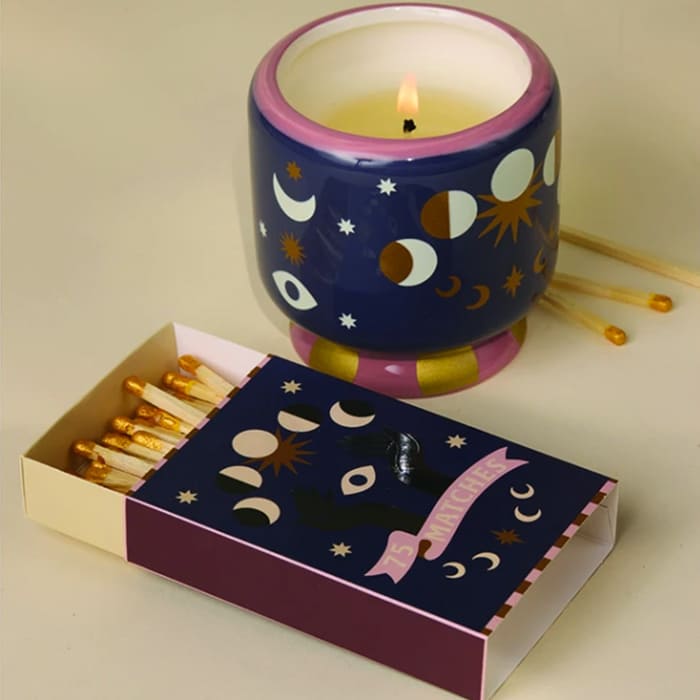 Scatola maxi fiammiferi Paddywax A Dopo Moon Gold con 75 fiammiferi