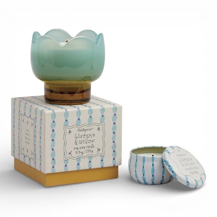 Candela profumata Paddywax Tulip Wisteria & Willow in vetro tulipano 155 g