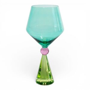 Bicchiere cocktail WD Lifestyle effetto diamante Verde e Azzurro