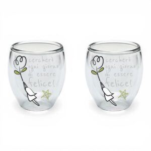 Wald Positivitime set 2 bicchieri borosilicato decoro naturale 100 ml