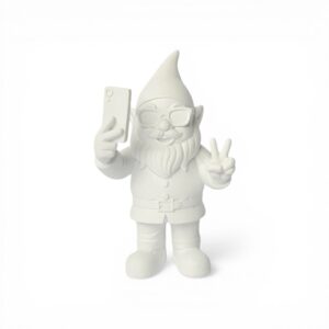 Gnomo selfie bianco Blogo Design 12 cm in resina