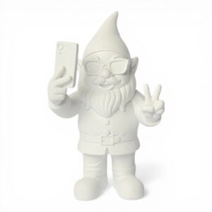 Gnomo selfie bianco Blogo Design 29 cm in resina