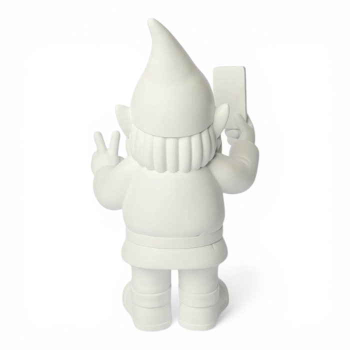 Gnomo selfie bianco Blogo Design 29 cm in resina