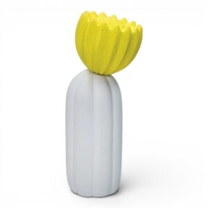 Lampada Cactus Brandani porcellana Bianco fiore Giallo