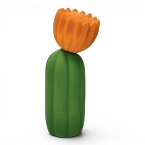 Lampada Cactus Brandani porcellana Verde fiore Arancio