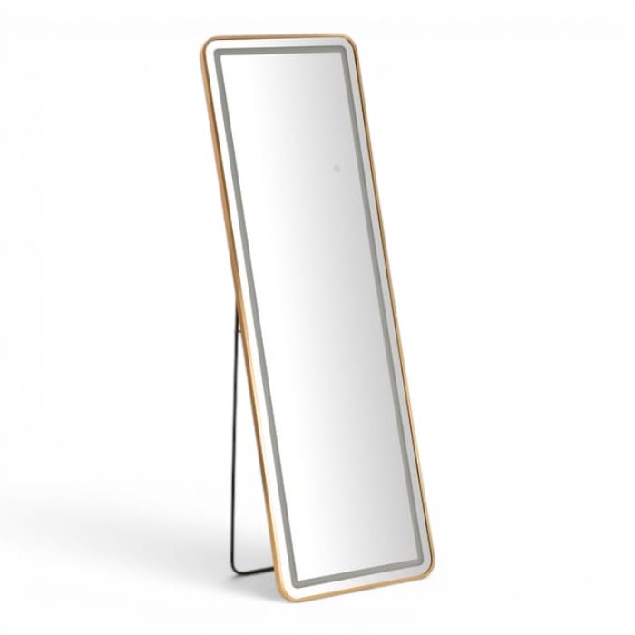 Specchio da terra Mauro Ferretti LED rettangolare cornice oro