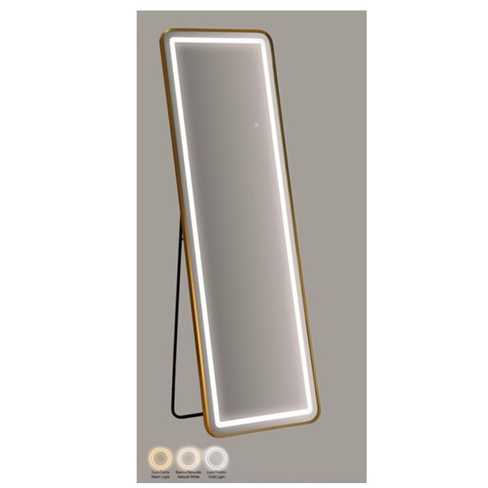 Specchio da terra Mauro Ferretti LED rettangolare cornice oro