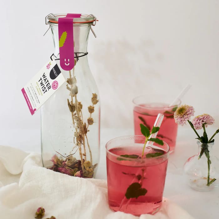 Pineut WaterTwist rosa te montagna ibisco preparato bottiglia bio